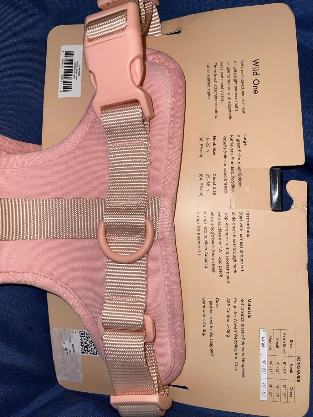 Wild One - Pink Padded Dog Harness - Large